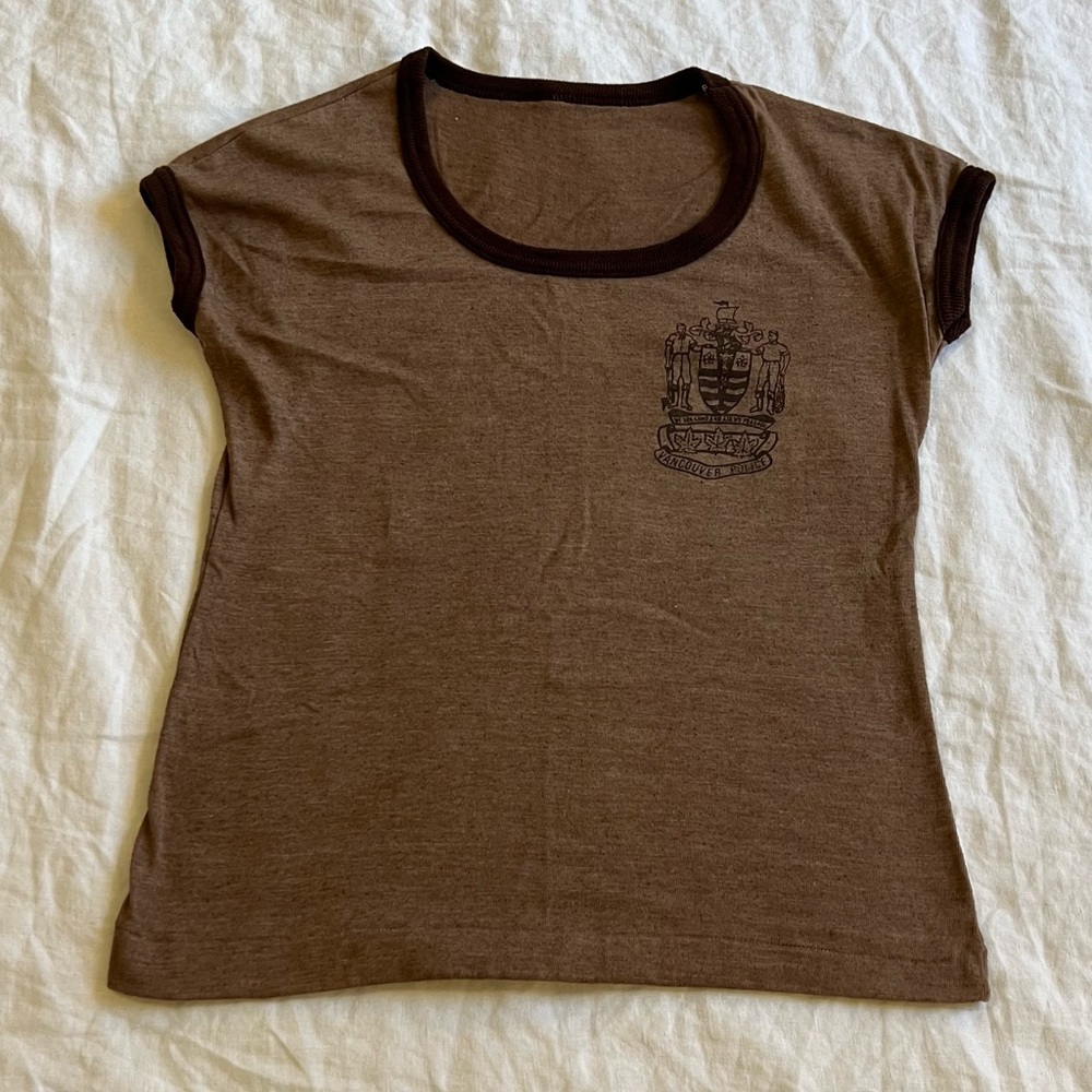 Vintage Brown “Vancouver Police” Scoop-Neck Ringer Tee